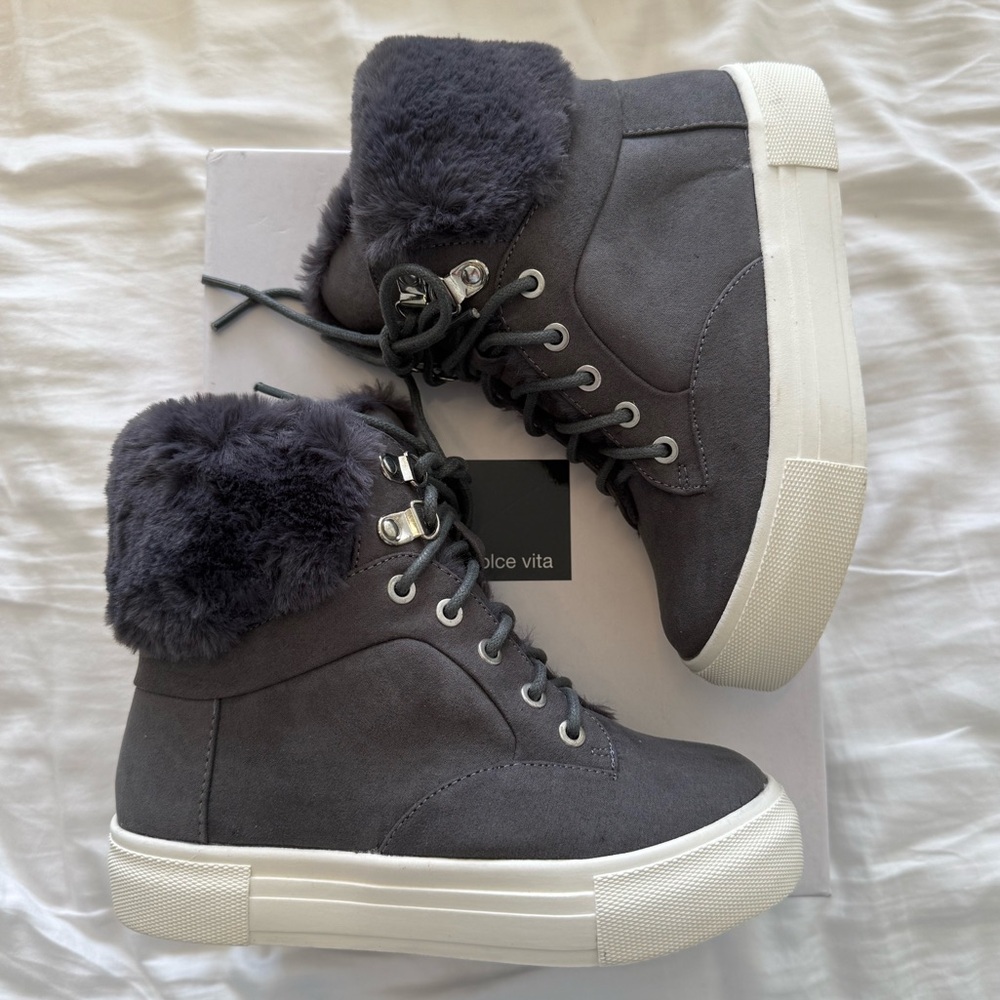 BRAND NEW! Dolce Vita Girls Microsuede Fur Lined Warm Boots Size 13